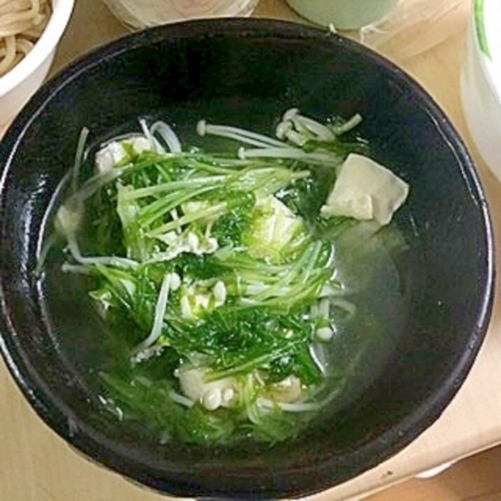 鶏ぶつ切りと水菜のスープ